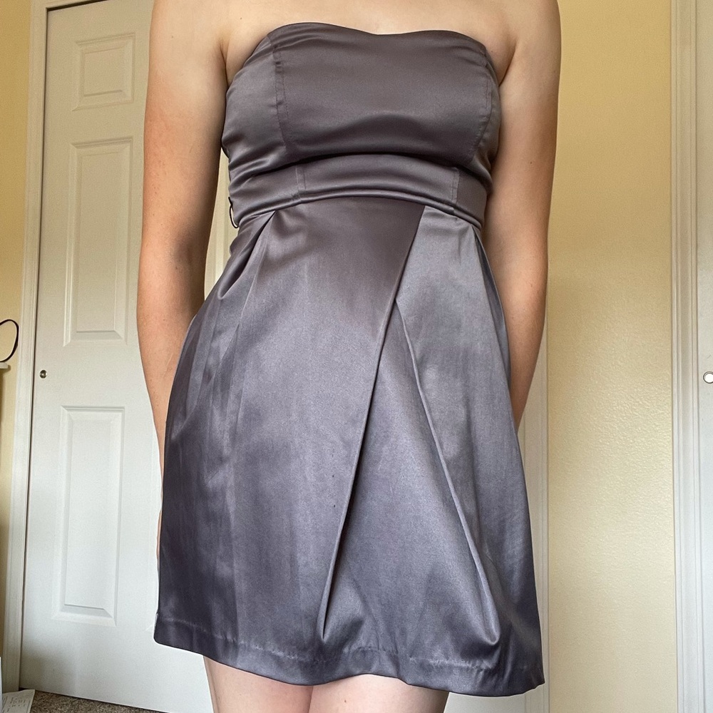 Grey Silver Strapless Dress